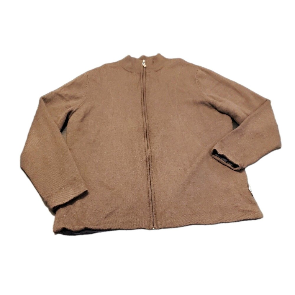 Sunice Mens XXL Full Zip Brown Lined Wool Jacket Golf Preppy Outdoor Classic